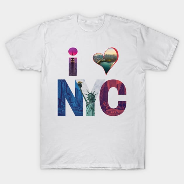 I LOVE ♥ NYC: A Cityscape Symphony T-Shirt by Amourist